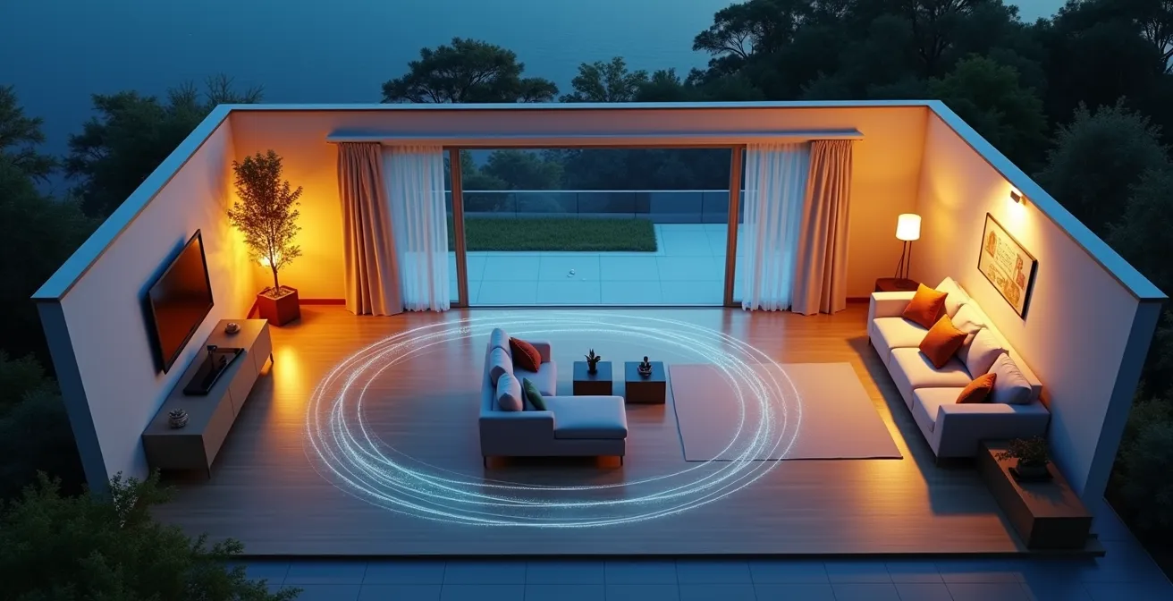 Aerial view of home showing correct and incorrect ventilation airflow patterns