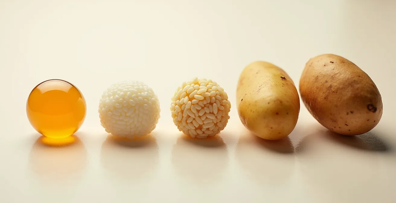 Visual representation of food digestibility spectrum from gels to solid foods for ultramarathon nutrition
