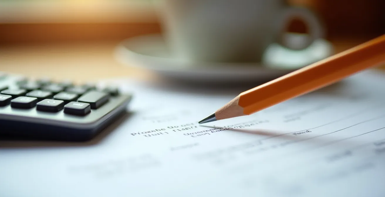 Professional workspace showing grant application preparation materials and planning documents