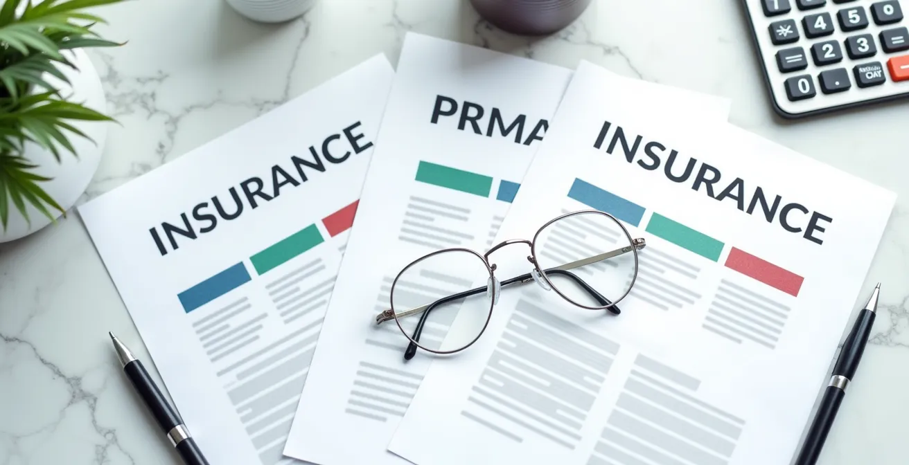 Professional reviewing health insurance documents with comparison charts