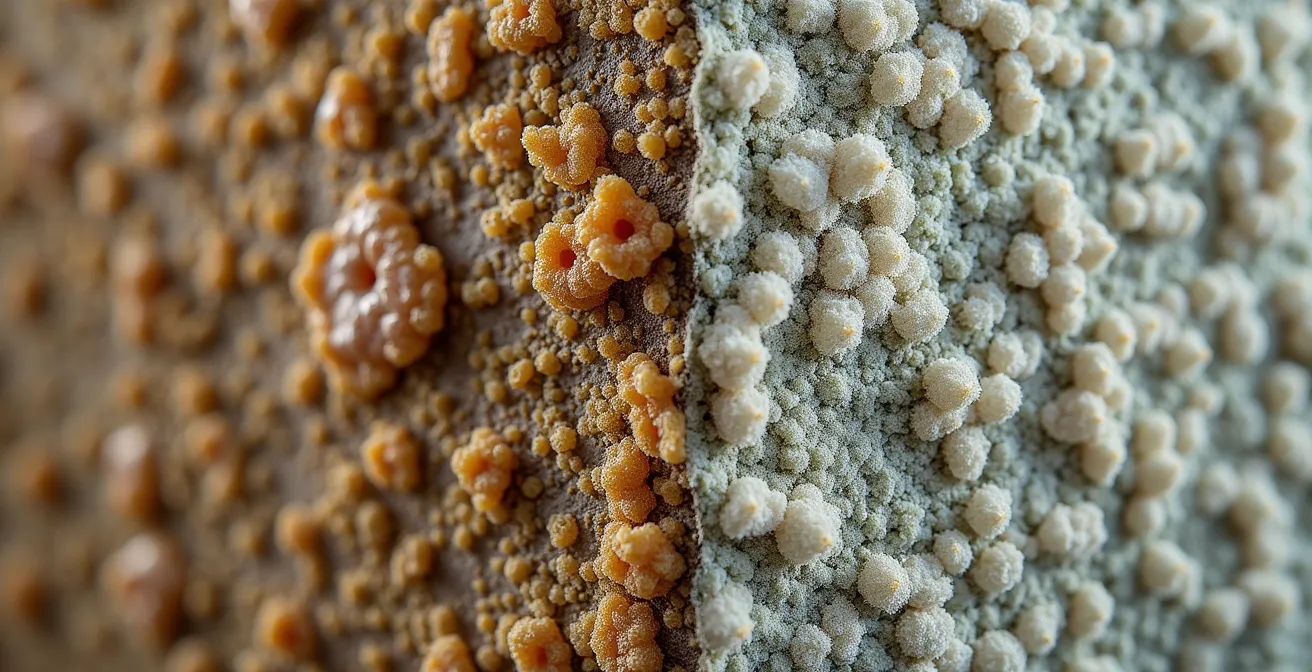 Macro close-up comparing hempcrete and mineral wool fiber structures