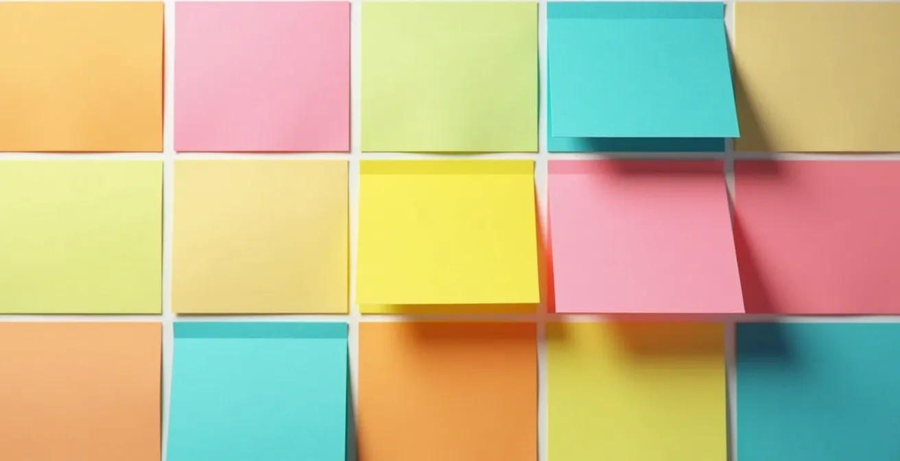 Macro view of a highly organized task management system using color-coding and clear patterns.