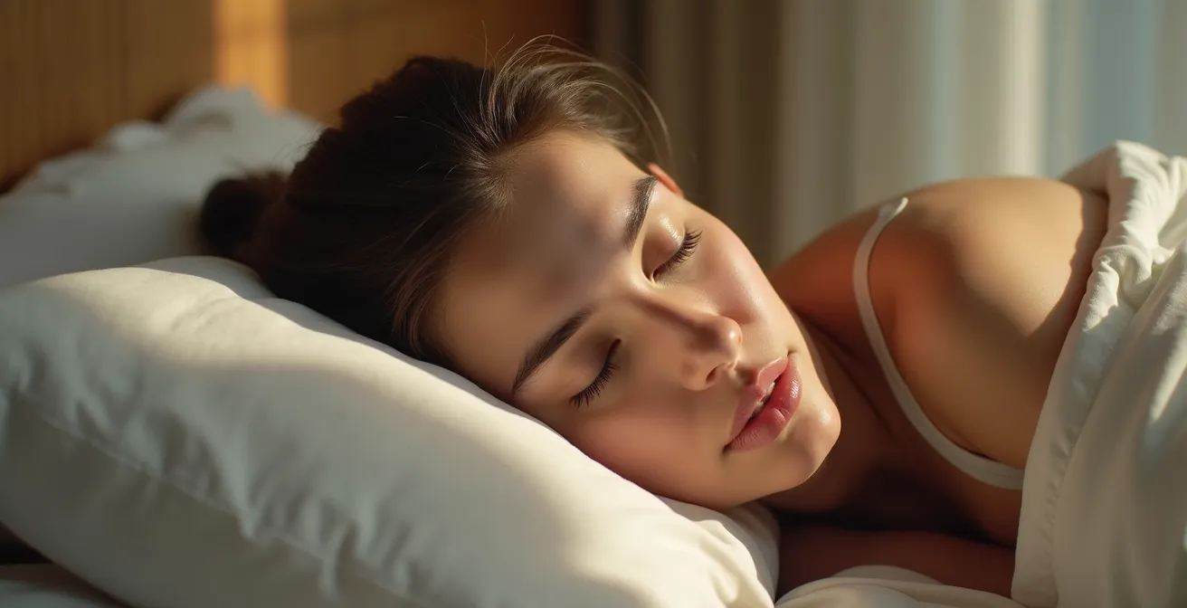 Runner in deep restorative sleep with visual metaphor for energy storage