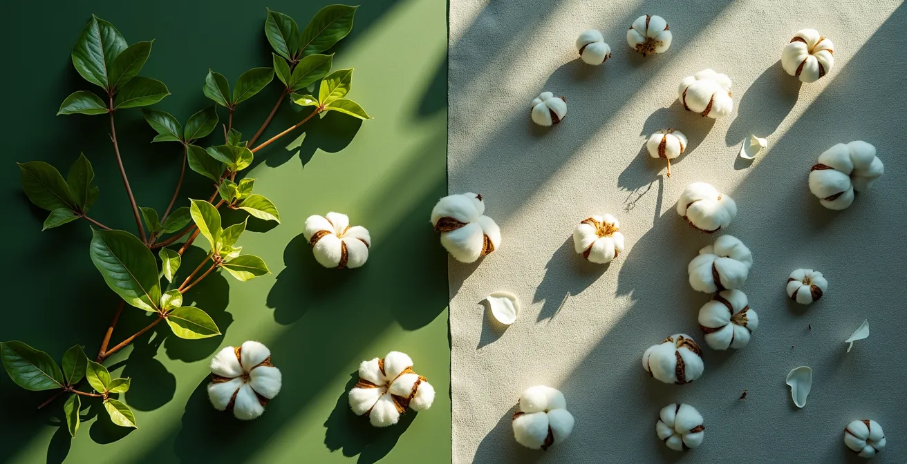 Abstract composition showing contrast between green marketing facade and industrial reality