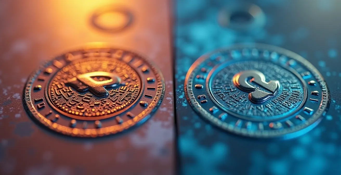 Macro shot revealing texture differences between fake and genuine certification stamps